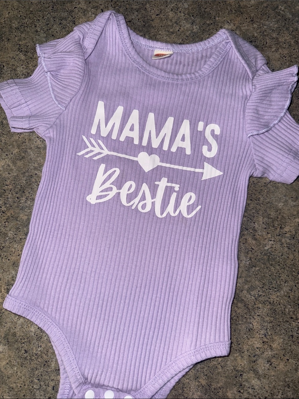 Mama's Bestie Lilac Ribbed Baby Bodysuit with Ruffle Sleeves